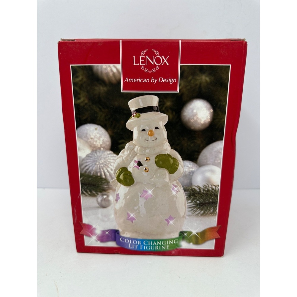 Lenox Seasons Sparkle Snowman Lit 7" Figurine Light Up Multicolor Figure O6